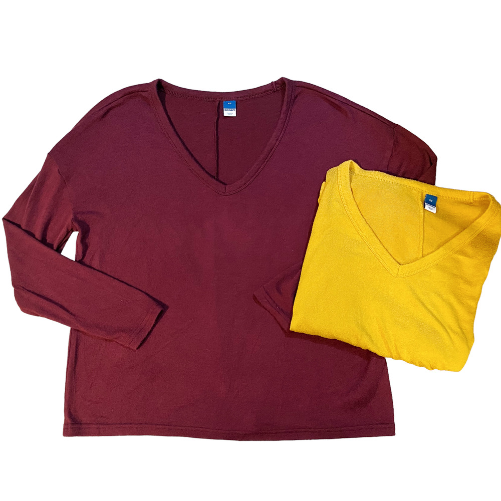 Old Navy Mustard Burgundy Sweater Bundle Lot of 2 Womens Size XS